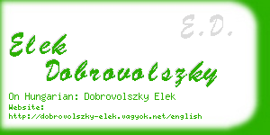 elek dobrovolszky business card